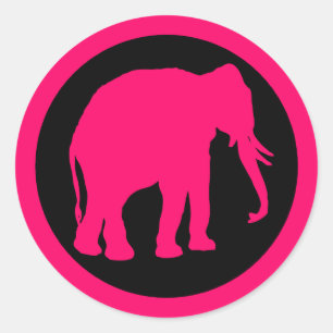 PINK ELEPHANT RONDE STICKER