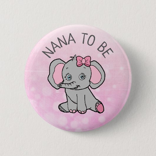 Pink Elephant Theme NANA wordt Baby shower Ronde Button 5,7 Cm (Voorkant)