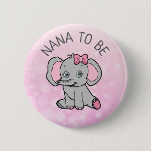 Pink Elephant Theme NANA wordt Baby shower Ronde Button 5,7 Cm