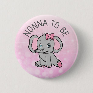 Pink Elephant Themed Nonna Be Baby Shower Ronde Button 5,7 Cm