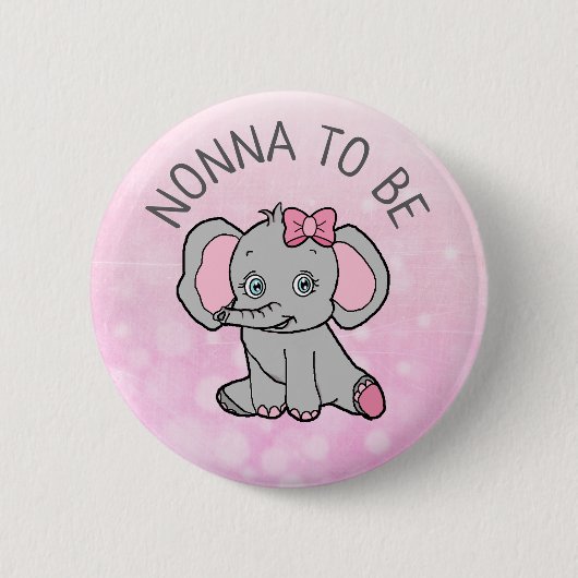 Pink Elephant Themed Nonna Be Baby Shower Ronde Button 5,7 Cm (Voorkant)