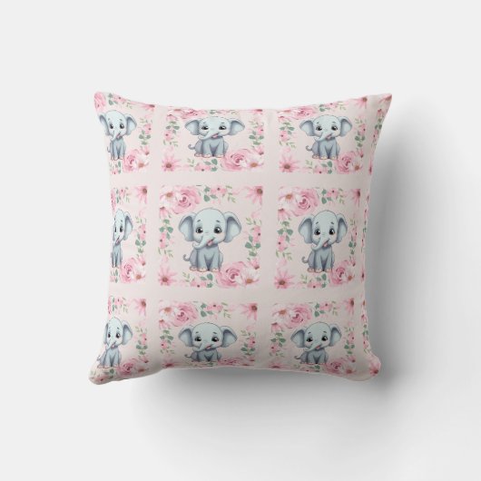 Pink Elephant Throw Pillow Kussen (Achterkant)