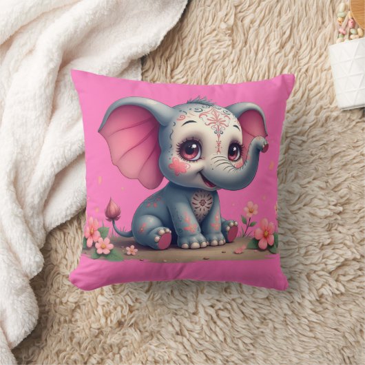 Pink Elephant Throw Pillow Kussen (Deken)
