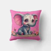 Pink Elephant Throw Pillow Kussen (Achterkant)