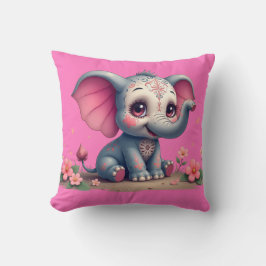 Pink Elephant Throw Pillow Kussen