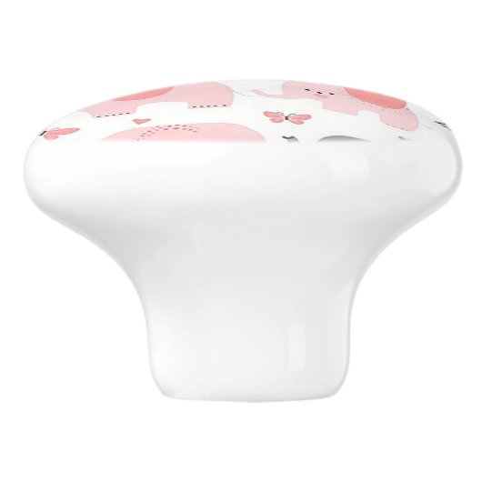 Pink Elephant Village Ceramic Door Knob Keramische Knop (Zijkant)