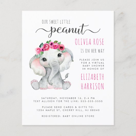Pink Elephant Virtual Baby Girl Shower (Voorkant)