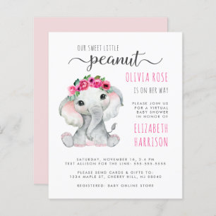 Pink Elephant Virtual Baby Girl Shower