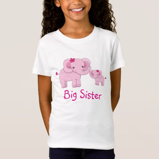 Pink Elephants Big Sister T-shirt (Voorkant)