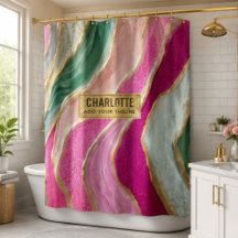Pink Emerald Gold Glamorous Glitter Marble