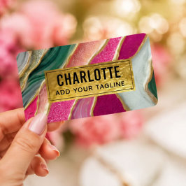 Pink Emerald Gold Glamorous Glitter Marble Etiket