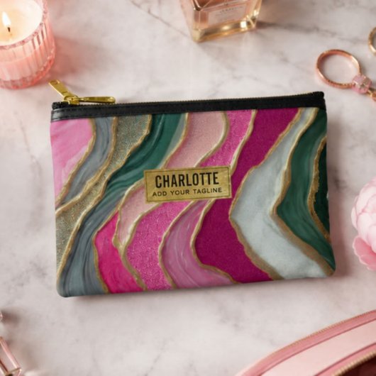 Pink Emerald Gold Glamorous Glitter Marble Etui