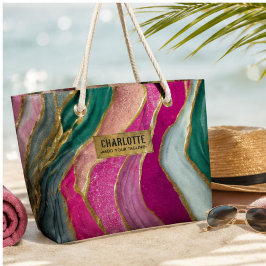 Pink Emerald Gold Glamorous Glitter Marble Groot Cadeauzakje