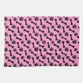 PINK en BLACK Dog Paws en Botten B06 Theedoek (Horizontaal)