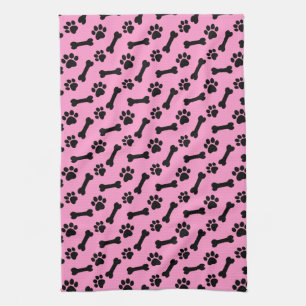 PINK en BLACK Dog Paws en Botten B06 Theedoek