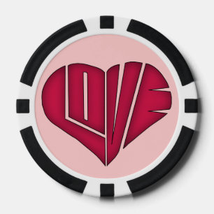 Pink en Black LOVE Personal Couple Poker Chip
