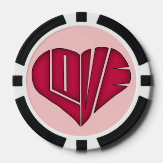 Pink en Black LOVE Personal Couple Poker Chip