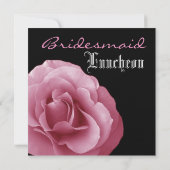 PINK en BLACK Roos Bridesmaid Luncheon Uitnodiging (Achterkant)