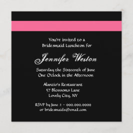 PINK en BLACK Roos Bridesmaid Luncheon Uitnodiging