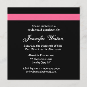 PINK en BLACK Roos Bridesmaid Luncheon Uitnodiging