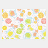 PINK- EN BLAUWE STRIPES MET LEMONS EN LIMES INPAKPAPIER VEL (Voorkant 3)