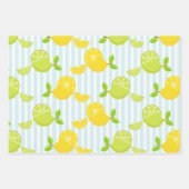 PINK- EN BLAUWE STRIPES MET LEMONS EN LIMES INPAKPAPIER VEL (Voorkant 2)