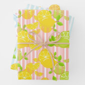 PINK- EN BLAUWE STRIPES MET LEMONS EN LIMES INPAKPAPIER VEL (In situ)