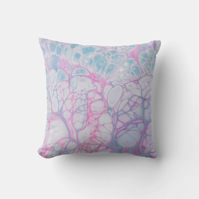 PINK EN BLAUWGROEN ABSTRACTE BEKIJKING KUSSEN (Voorkant)