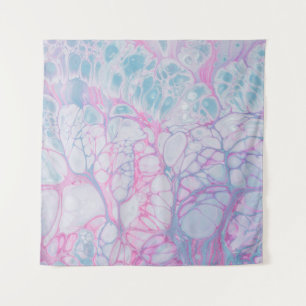 PINK EN BLAUWGROEN ABSTRACTE BEKIJKING WANDKLEED