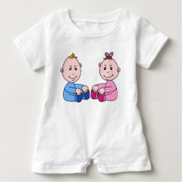 PINK EN BLUE BABY TWINS ROMPER