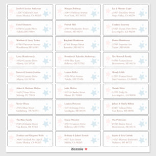 Pink en Blue Stars Gastenkamers Adresetiketten Sticker