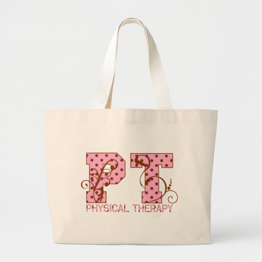 pink- en bruine poka-punten grote tote bag (Voorkant)