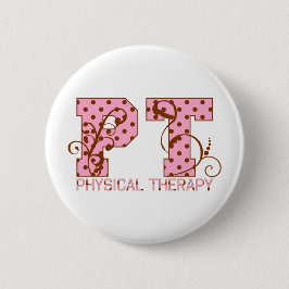 pink- en bruine poka-punten ronde button 5,7 cm