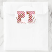 pink- en bruine poka-punten ronde sticker (Tas)
