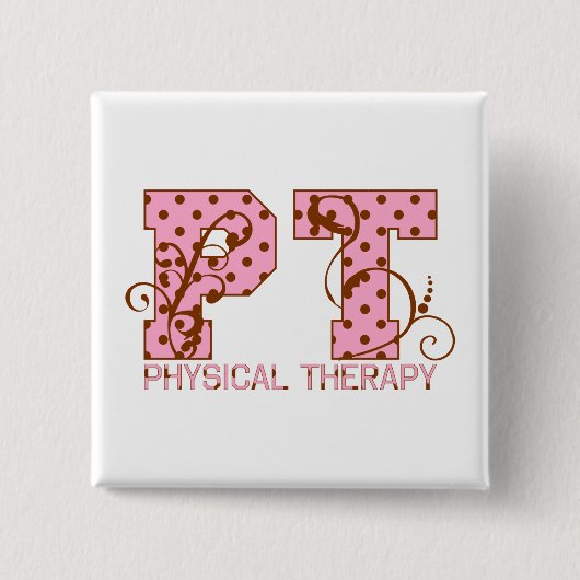 pink- en bruine poka-punten vierkante button 5,1 cm (Voorkant)