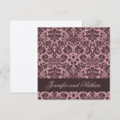 PINK en CHOCOLATE Damask Wedding Invitation Kaart (Voorkant / Achterkant)