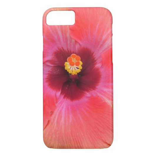 Pink en Coral Hibiscus Phone Case (Achterkant)