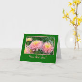 PINK EN GEEL DAHLIAS/ "HOE BEN JE?" NOTECARD KAART (Gele Bloem)