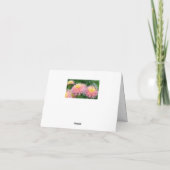PINK EN GEEL DAHLIAS/ "HOE BEN JE?" NOTECARD KAART (Achterkant)