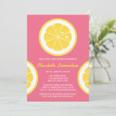 PINK EN GEEL LEMON THEMEED BABY SHOWER KAART (Staand voorkant)