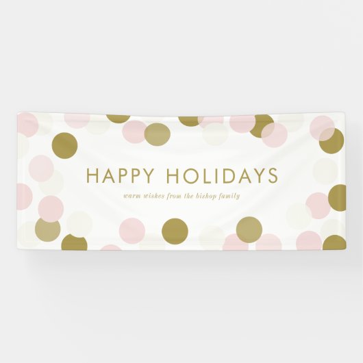 PInk en Gold Festive Confetti Stippen Prettige fee Spandoek (Horizontaal)
