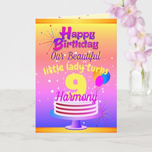 PINK en GOLD Happy Birthday | Bewerkbaar Kaart (Orchidee)