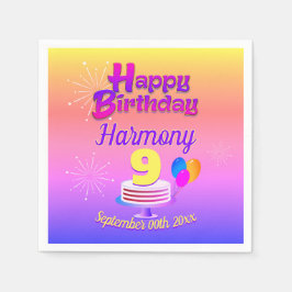 PINK en GOLD Happy Birthday | Bewerkbaar Servet