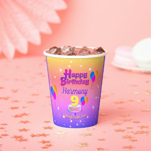 PINK en GOLD Happy Birthday Papieren Bekers