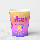 PINK en GOLD Happy Birthday Papieren Bekers (Voorkant)