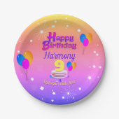 PINK en GOLD Happy Birthday Papieren Bordje (Voorkant)