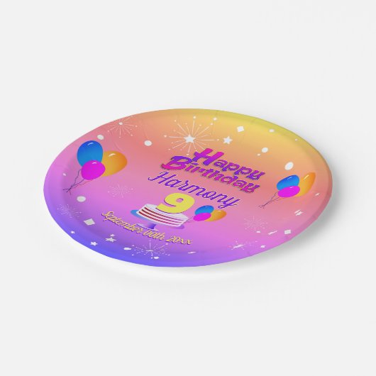 PINK en GOLD Happy Birthday Papieren Bordje (Gekanteld)