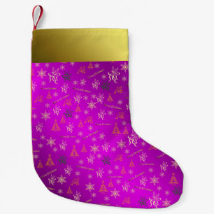 pink en gold merry christmas stocking kleine kerstsok