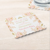 PInk en Goud Bloemen Quinceanera Save the Date Kartonnen Onderzetters (Gebogen)