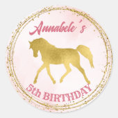 Pink- en goudfeest ronde sticker (Voorkant)